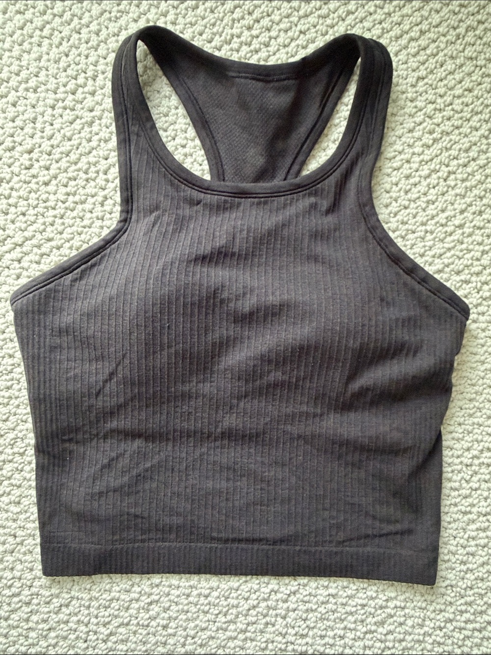 Lululemon Ebb to Street Cropped Racerback Tank Top Black Size 6 Ribbed